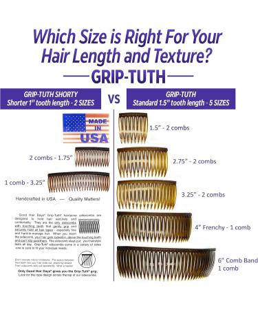 Good Hair Days Grip-Tuth Combs - Set Of 2 Hair Side Combs - Hair Combs For All Types Of Hair - Decorative & Hair Styling Women Accessories (Black 1 Wide) - Buy Online on GoSupps.com