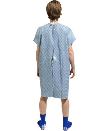 4PK Men's Deluxe Hospital Gown Set - Size M/L, Soft & Comfortable, Blue - Buy Online on GoSupps.com