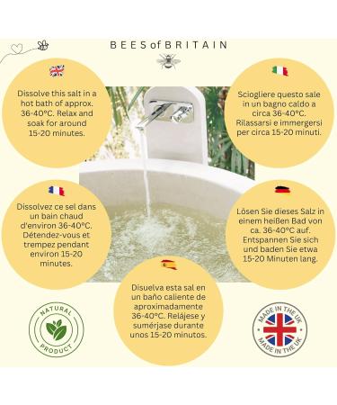 Bees of Britain 100% Natural Bathing Salt - Himalayan Salt with Lavender Honey & Chamomile | 450g | 5% Profit to Save Bees - Buy Online on GoSupps.com
