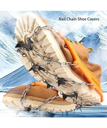 Buy Nail Chain Shoe Covers - Stainless Steel Non-Slip 8-Teeth Traction for Snow & Mud - Black - International Shipping Available - Buy Online on GoSupps.com