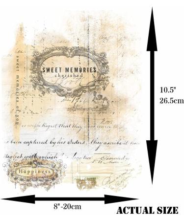 Script Pieces Overlay Rice Paper  8 x 10.5 inch - 6 x Different Printed Mulberry Paper Images 30gsm Visible Fibres for Decoupage Crafts Mixed Media Collage Art - Buy Online on GoSupps.com
