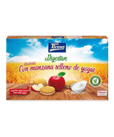 Tirma Digestive Apple Sandwich Filled with Yogurt 180g | Digestive Biscuits with Yogurt Cream and Apple | Light and Vegetarian Snack | Ideal for Snacks and Sweet Breaks