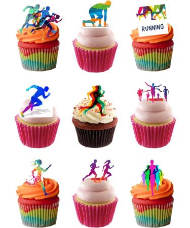 27 Stand Up Runner Running Themed Edible Wafer Paper Cake Toppers Decorations - Buy Online on GoSupps.com