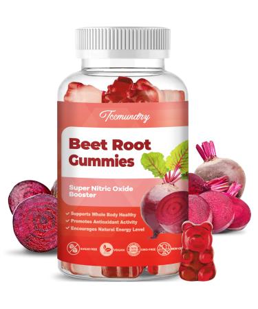 Sugar Free Beet Root Gummies - Nitric Oxide Beet Chews for Highest Absorption - Supports Energy & Whole Body Health - 1500mg Beet Root Gummies for Women Men (60 Count)