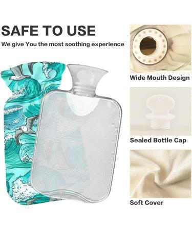 NAANLE Sea Wave Seagull 2L Hot Water Bottle - Large Transparent Heat Therapy for Pain Relief | Ideal for Bed Hand & Foot - Buy Online on GoSupps.com