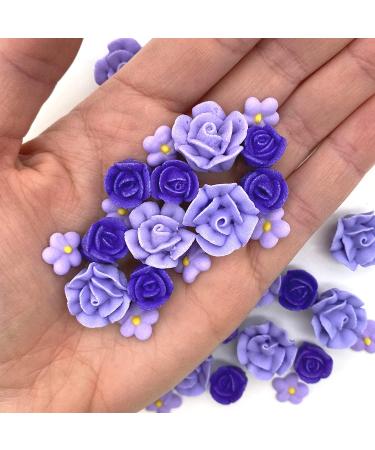 Violet Icing Flowers 30 Count Pack - Small Purple Edible Roses & Lavender Sprinkles by Simply Sucr - Buy Online on GoSupps.com