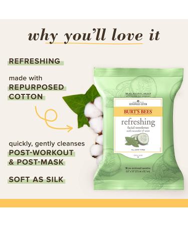 Burt's Bees Sensitive Facial Cleansing Towelettes with Cucumber and Mint - 30 Count | Gentle Face Wipes for Sensitive Skin - Buy Online on GoSupps.com