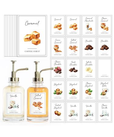 KYONANO Lot de 84 tiquettes de sirop de caf avec motifs artistiques pour bouteilles de sirop de caf