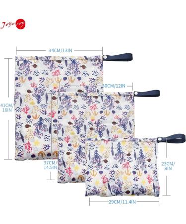 4-Pack Waterproof Diaper Bag Wet Bags for Kids | Kindergarten Laundry Bags | Ocean Design | Best for Cloth Diapers & On-the-Go Use - Buy Online on GoSupps.com