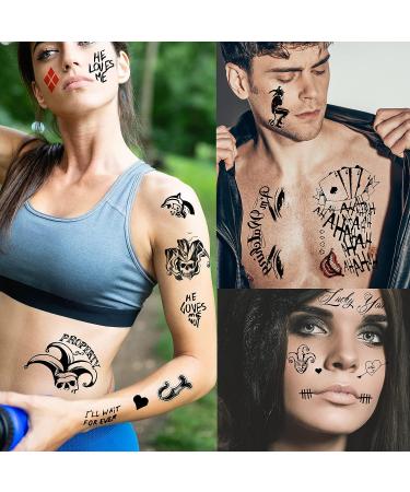 12 Sheets Joker Tattoos for Suicide Squad Harley Quinn - Halloween Costume Accessory and Cosplay Set - Buy Online on GoSupps.com