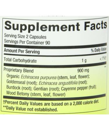 Buy Nature's Way Echinacea Goldenseal 900mg - 180 Vegan Capsules for Immune Support - Buy Online on GoSupps.com