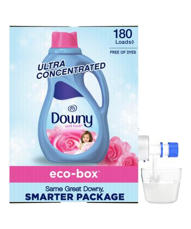 Downy April Fresh Scent Free of Dyes Ultra Concentrated Laundry Fabric Softener Liquid Eco-Box 180 Loads Grey