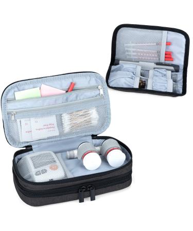Luxja insulin diabetic bag double layer insulin pocket for blood sugar measuring devices and diabetics accessories (only bag) black version 2 black