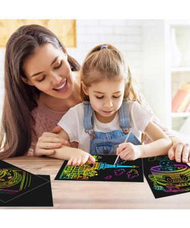 Scratch Art 50 Sheets + 5 Wooden Stylus + 4 Stencils + Pencil Sharpener Browill Arts and Crafts Supplies for Kids  DIY Projects  Black Paper Magic Rainbow Painting Boards 13 X 19 cm - Buy Online on GoSupps.com