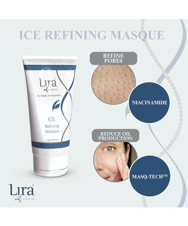 Lira Clinical Ice Refining Masque - Acne & Oil Control Kaolin Clay Mask with Niacinamide Salicylic Acid & Collagen - Calm Skin & Refine Pores - 2 fl oz - International Shipping Available - Buy Online on GoSupps.com