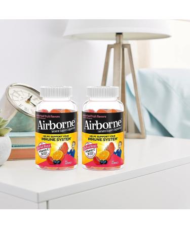 Airborne 750mg Vitamin C Gummies for Adults - Immune Support with Antioxidants Vit C & E - 2x63ct Assorted Fruit Flavor - Buy Online on GoSupps.com