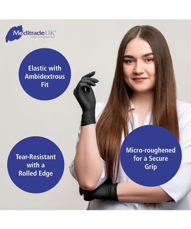 Meditrade 1284S Black Nitrile Examination Gloves - Size Small | Latex-Free & Powder-Free - Buy Online on GoSupps.com