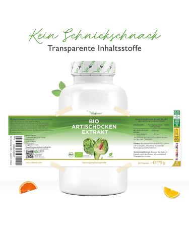 Organic Artichoke Extract 240 Capsules | 1800mg Daily Dose | 20:1 Ratio | Vegan & Certified Organic Quality | High-Dose Supplement - Buy Online on GoSupps.com