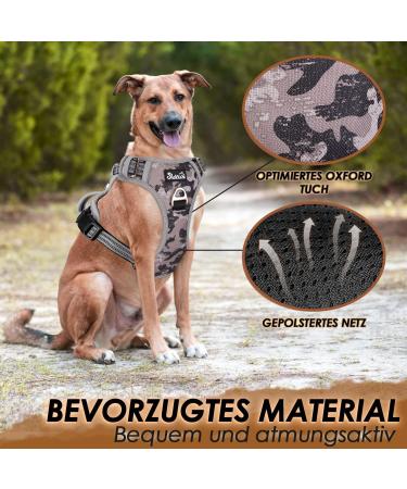 Eyin Dog Harness for Large Dogs - Adjustable Breathable Reflective Padded with Handle & Front Bracket - Camouflage Size L (Neck: 42-60cm Chest: 47-86cm) - Perfect for Daily Training - Buy Online on GoSupps.com