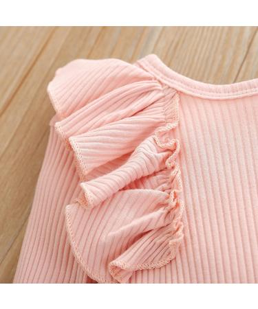 OFIMAN Toddler Baby Girl Outfits Set | Long/Short Sleeve Ruffle Tops + Floral Pants + Bow Headband | 4-5 Years | Fall | Long Pink - Buy Online on GoSupps.com