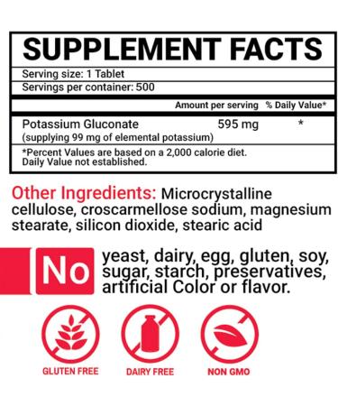 Peter Gillham s Life Essentials Potassium Gluconate tablets 595mg 500 Tablets Support Electrolyte Balance Made in USA (Package May Vary) - Buy Online on GoSupps.com