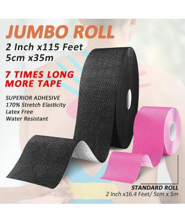 Kinesiology Tape Waterproof Sport Tape Athletic for Support & Protect Muscle Avoid Injury  2 in. x 115 ft Black Kinesiotape Uncut Roll - Buy Online on GoSupps.com