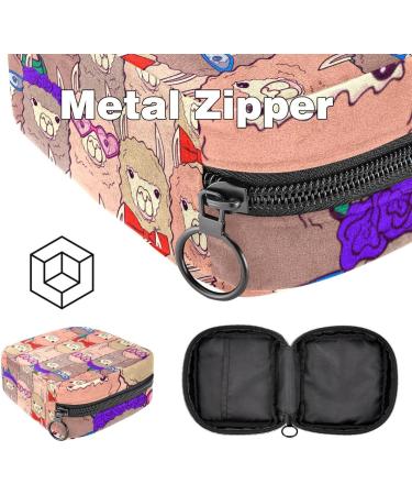 Portable Women's Binding-Up Bags for Menstrual Cups & Tampons | Multicolored Cartoon Alpaka Lamas for Teens - Buy Online on GoSupps.com