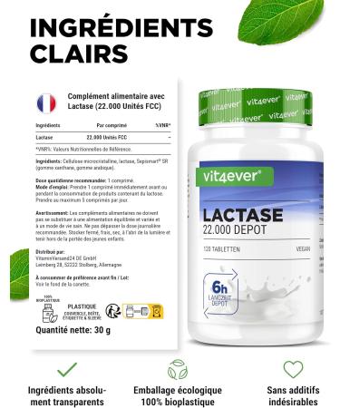 Lactase 22 000 Depot-120 extended-release tablets (Sepismart Slow Release)-High dosed with 22 000 FCC-In case of lactose intolerance+milk intolerance-No undesirable additives - Buy Online on GoSupps.com