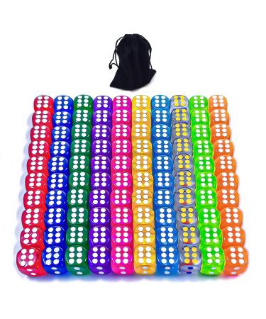 100 Pieces 12MM Small 6 Sided Dice Set Translucent Colors Dice, with Black Pouch for Board Game - Buy Online on GoSupps.com