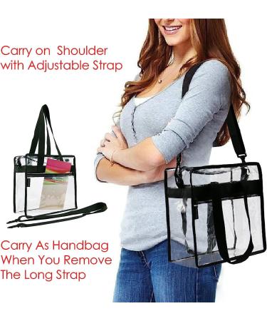 Stadium Clear Bag w/ Front Pocket & Shoulder Handles - Black | BeeGreen - Buy Online on GoSupps.com