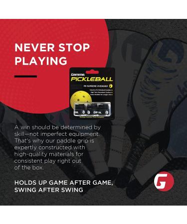 Gamma Sports Pickleball Supreme Overgrip - Easy Apply Grip Tape for Paddles in Pickleball, Badminton, and Squash - Black Tacky Over Wrap Bands - Buy Online on GoSupps.com