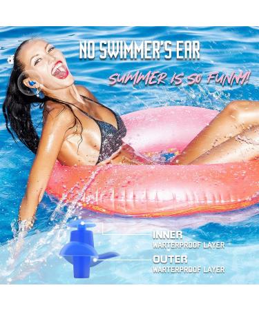 Hearprotek Swim Ear Plugs - 3 Pairs Waterproof Reusable Silicone Ear Plugs for Adults - Comfortable for Swimmers, Shower, Pool, Bath, Surfing - Blue/Black/Orange - Buy Online on GoSupps.com