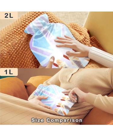 NAANLE Heat Bottle with Ice Cream Design 2L British Flag Hot Water Bottle for Pain Relief & Cold Therapy Large Transparent Warm Steward for Bed Hands & Feet - Buy Online on GoSupps.com