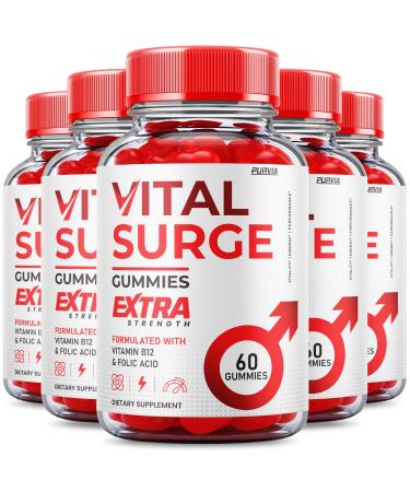 (5 Pack) Vital Surge Gummies - Official Formula - Maximum Strength Vital Surge Gummies Vitalsurge Vitamin Supplement Gummies Advanced Wellness Support Vital Surge Gummies Made in USA (300 Gummies)