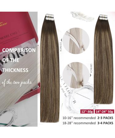 Moresoo Tape-In Extensions Real Hair Balayage Brown - 45 cm Dark Brown & Caramel Blonde - 20 Pieces/50g #4/27/4 - Buy Online on GoSupps.com