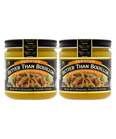 Better Than Bouillon Premium Roasted Chicken Base, Made with Seasoned Roasted Chicken, 38 Servings, Blendable Base for Added Flavor, 8-Ounce Jar (Pack of 2) 1 Count (Pack of 2)