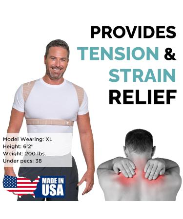 Posture Corrector for Men & Women - Adjustable Back Brace for Pain Relief - Made in USA - Slim Design - Sand Drizzle M/L - Buy Online on GoSupps.com