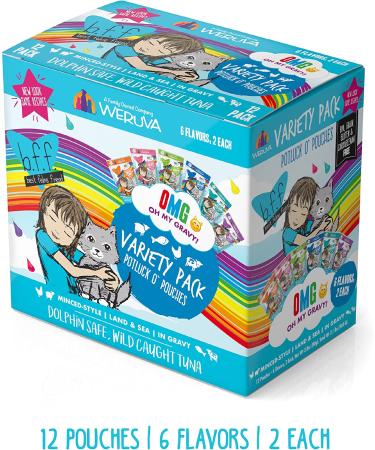 Weruva B.F.F. OMG! Grain-Free Natural Wet Cat Food Pouches - Land & Sea Variety Pack 2.8 oz (12 pack) - Buy Online on GoSupps.com