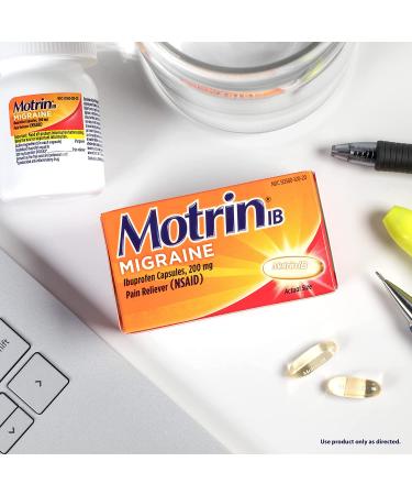 Motrin IB Migraine Liquid Gel Caps 20 Ct Ibuprofen 200mg for Migraine Relief - Buy Online on GoSupps.com