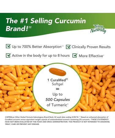 Terry Naturally CuraMed 750mg Softgels - Enhanced BCM-95 Curcumin Supplement with Turmeric - Supports Healthy Inflammation Response - Non-GMO, Gluten-Free, Halal - 30 Servings - Buy Online on GoSupps.com