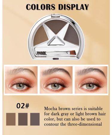 Eyebrow Powder Makeup Palette - Waterproof & Long Lasting 3 Colors Grey Brown Series for Natural Brows with Brush & Mirror - Buy Online on GoSupps.com