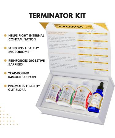 Coco March TERMINATOR KIT - 28-Day Powerful Gut Cleanse for Invaders | Includes Terminator Liquid Gall Bladder Odorless Garlic & Oregano Oil | Boost Your Gut Health Worldwide - Buy Online on GoSupps.com