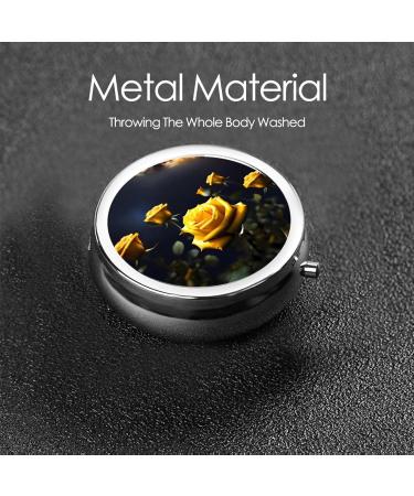 Beautiful Yellow Roses Round Pill Box | 3 Compartment Travel Organizer | Portable Pill Box for Easy Medication Management - Buy Online on GoSupps.com