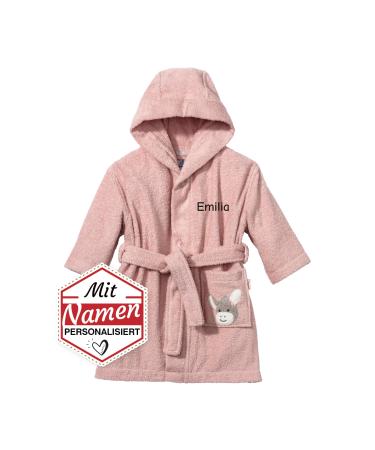 Lalalo Sterntaler Bathrantel embroidered with names for baby & children 100% cotton children's bathrobe personalized with name 86-92 Emmi Girl Rosa