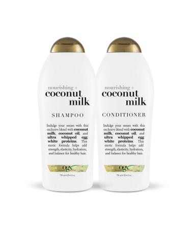 OGX Nourishing + Coconut Milk Shampoo & Conditioner, Set, 25.4 Fl Oz (Pack of 2) Coconut Milk 25.4 Fl Oz (Pack of 2)