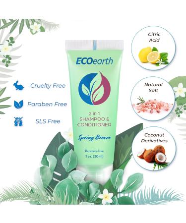 EcoEarth Round Soap Bars 2in1 Shampoo & Conditioner Set - 100 Eco-Friendly Hotel Toiletries (Spring Breeze 2 pcs - Buy Online on GoSupps.com