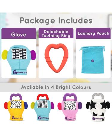 Gummee Glove Baby Teething Mitten - Detachable Teething Toy for 3-6 Months - Premium Black/White Teething Glove for Babies - Buy Online on GoSupps.com