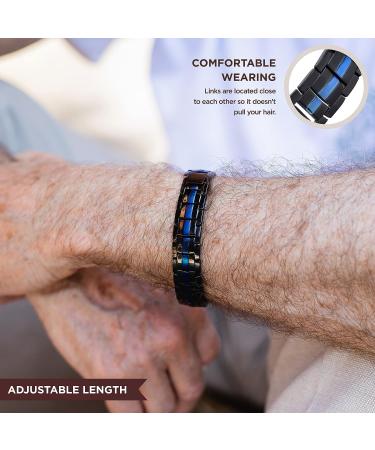 IONICO Magnetic Bracelet for Men & Women - Adjustable Strength Bracelet for Arthritis - Black-Blue | Includes Sizing Tool - Buy Online on GoSupps.com