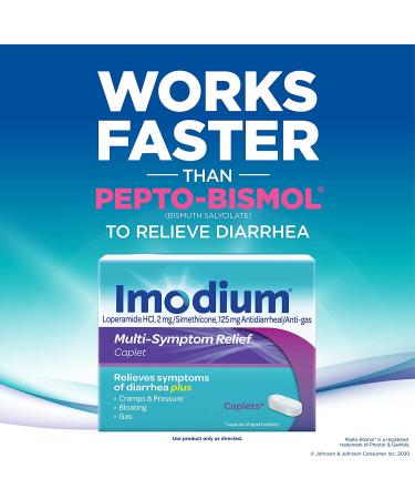 Imodium Multi-Symptom Relief Caplets: Loperamide & Simethicone for Diarrhea, Gas, Bloating - 24 ct - Buy Online on GoSupps.com