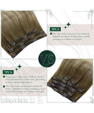 Runature Real Hair Clip-In Extensions - Brown Balayage Ombre Blond 40cm 3pcs 50g - Premium Quality Human Hair #BA8/60 - Buy Online on GoSupps.com